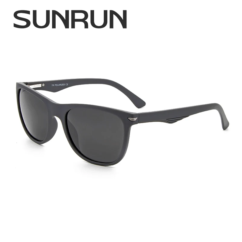 SunRun Мода поляризованных солнцезащитных очков Для мужчин квадратный TR90 рамка