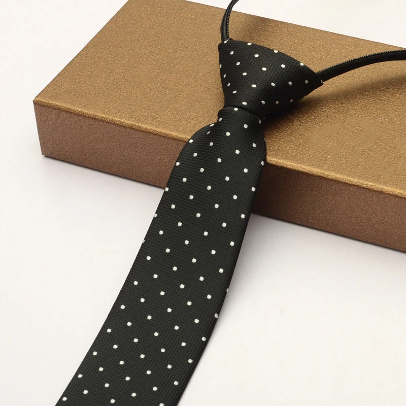 

Новинка 2019, брендовый мужской галстук на молнии, мужской галстук 6 см, модная Облегающая рубашка в горошек, свадебные деловые галстуки, черны...