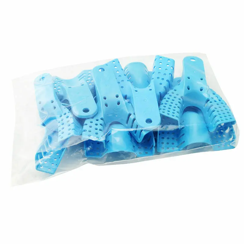 10Pcs/set Dental Blue Impression Plastic Trays Without Mesh Tray Care Teeth Holder Materials Supply For Oral Tools |