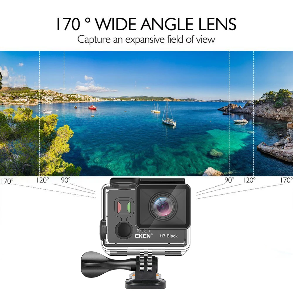 Eken H7s H7 черный EIS 4 K 30fps Сенсорный экран экшн Камера Ультра HD видео 16mp изображение WI