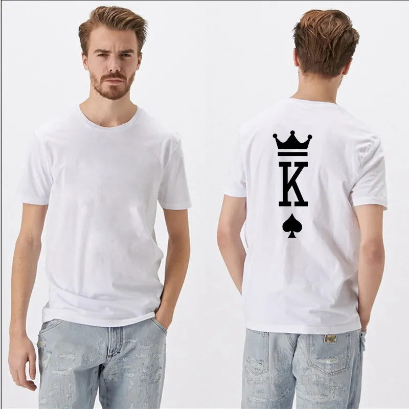LUSLOS King queen футболка для женщин и мужчин летняя белая забавная футболка короткий рукав парные футболки Модная уличная футболка женска