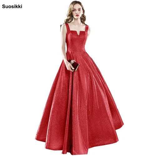 Красный Suosikki Новое индивидуальное вечернее платье vestido de festa Сексуальное Черное длинное платье с блестками для выпускного вечера Формальное вечернее платье - Цвет: Красный