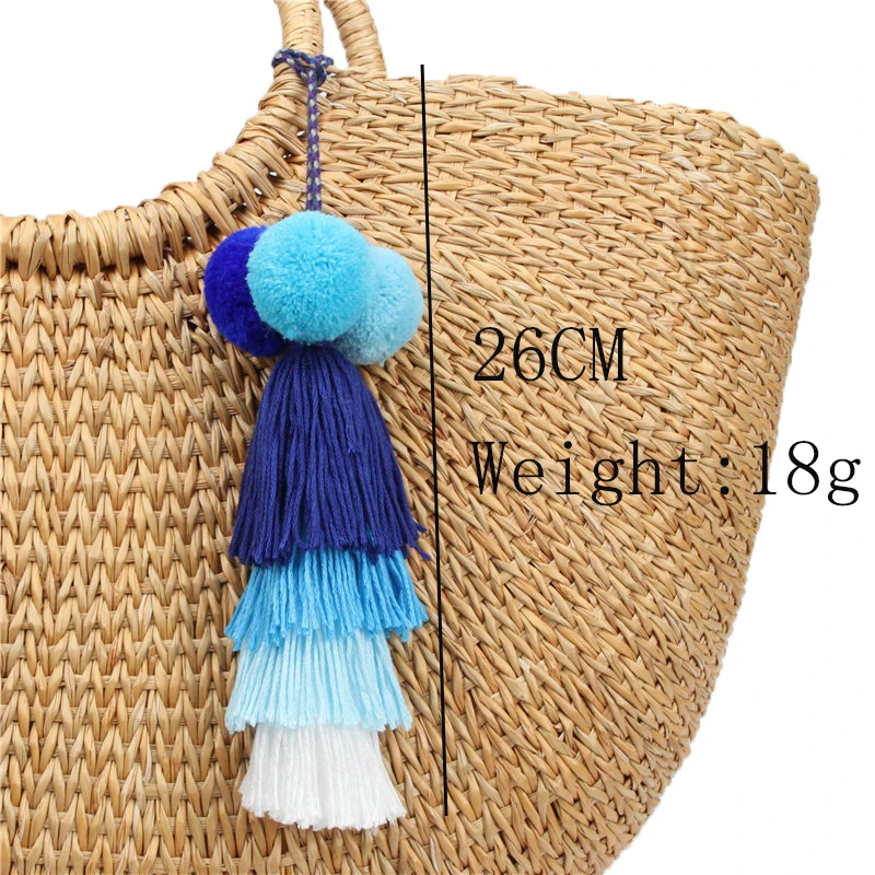 

Naomy&ZP Tassel Keychain Keyrings Bag Charms Jewelry Big Key Chain Key Holder Boho Handmade Pom Pom Vintage Fashion Accessories