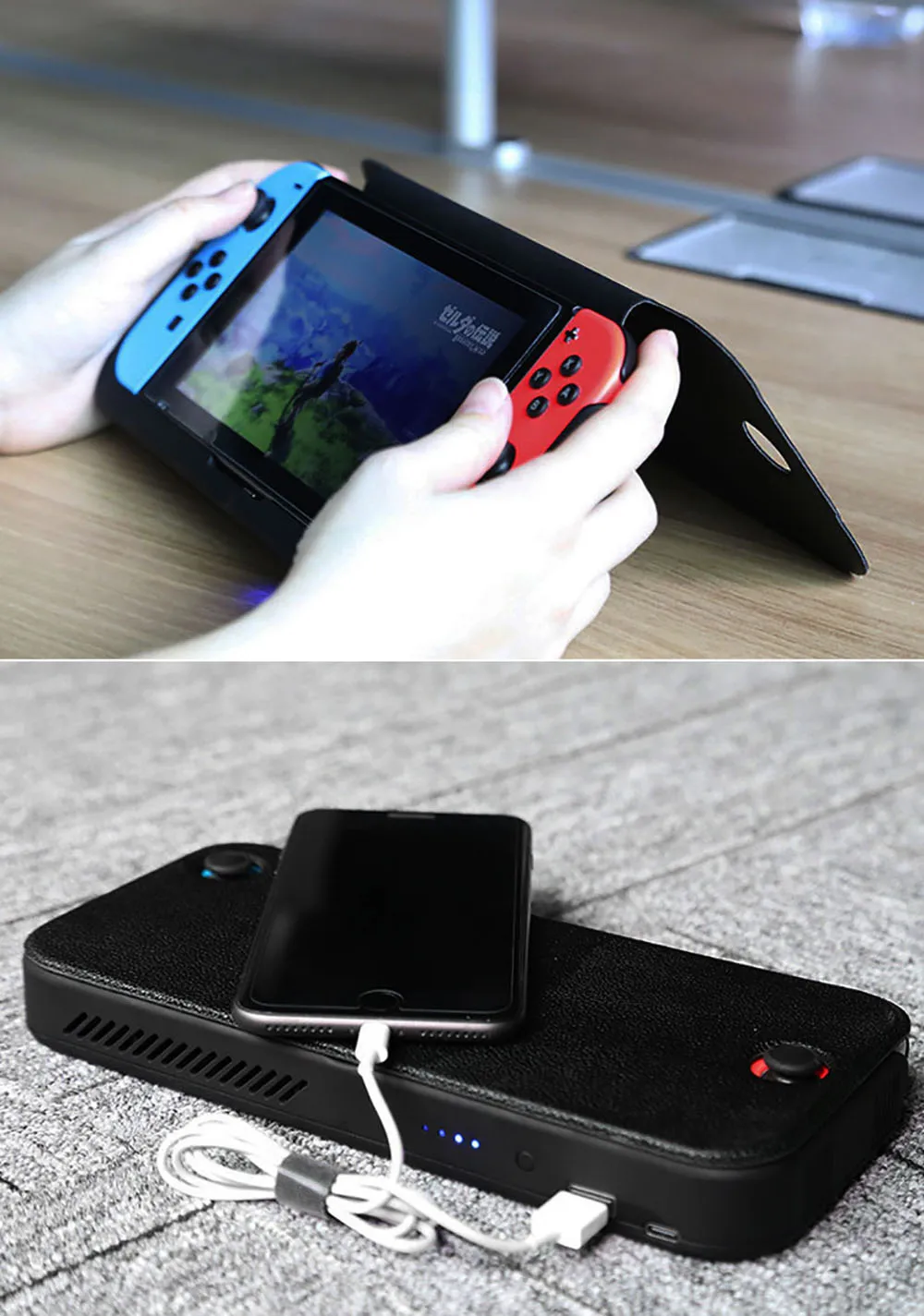 10000 мА/ч чехол для зарядного устройства для kingd Switch NS Роскошный кожаный чехол-подставка для nintendo Switch power Bank чехол