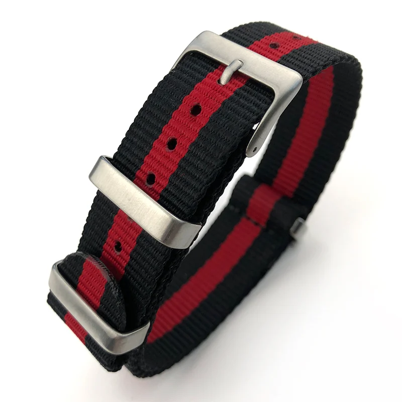 black red Спортивный нейлоновый ремешок для часов универсальный ремешок для часов Omega Hamilton Seamaster Calibre Браслеты Аксессуары 20 мм 22 мм Zulu Nato 007 - Цвет ремешка: black red