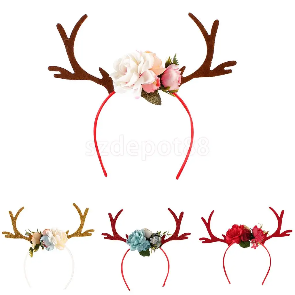 

4 Chooseable Colors Adult Kid Christmas Deer Antlers Costume Ear Party Hair head band Prop