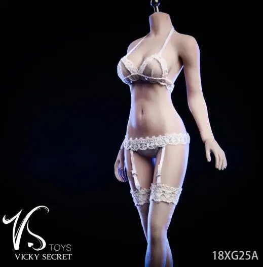 white clothing set 1/6 сексуальная девушка фигура одежда черный/белый кружева чулки на петельках колготки комплект одежды для 1" TBLeague большой бюст Бесшовные тела - Color: white clothing set