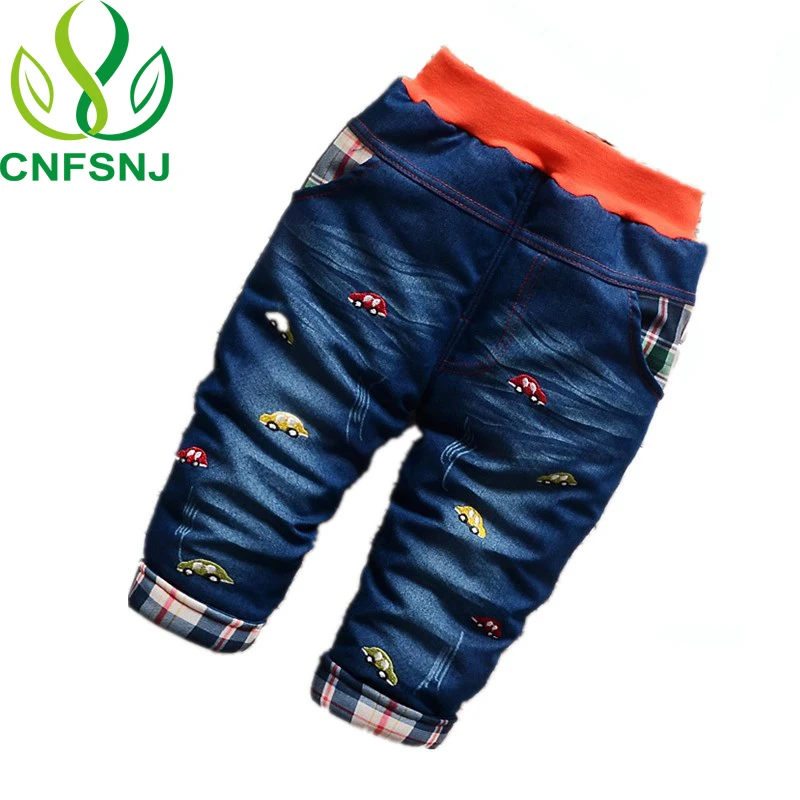 Cnfsnj зима новый утолщение мужской и для малышки джинсы утепленные штаны малых