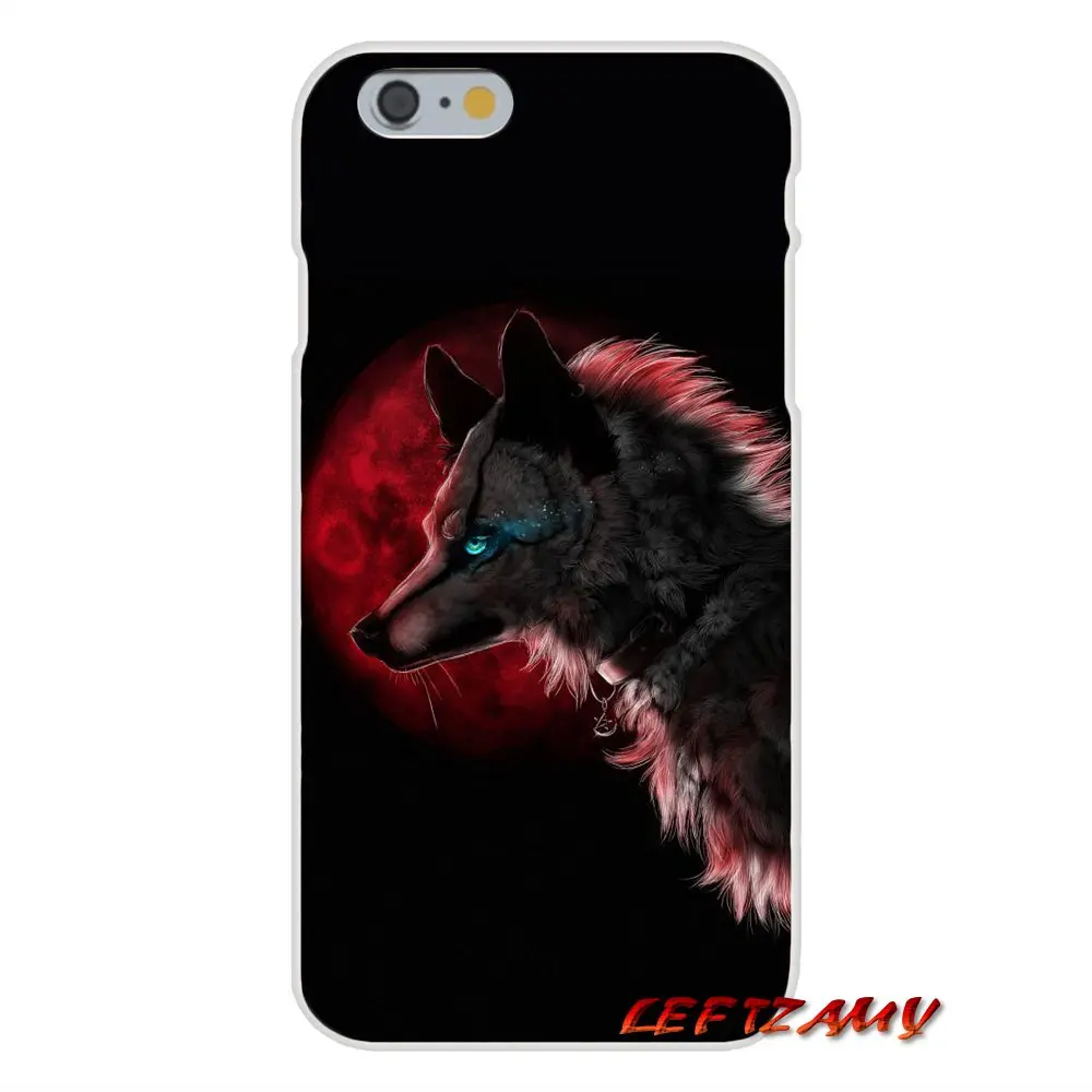 Аксессуары чехлы для телефонов Чехлы iPhone X XR XS MAX 4 4S 5 5S 5C SE 6 6S 7 8 Plus Fantasy blood moon wolf fierce