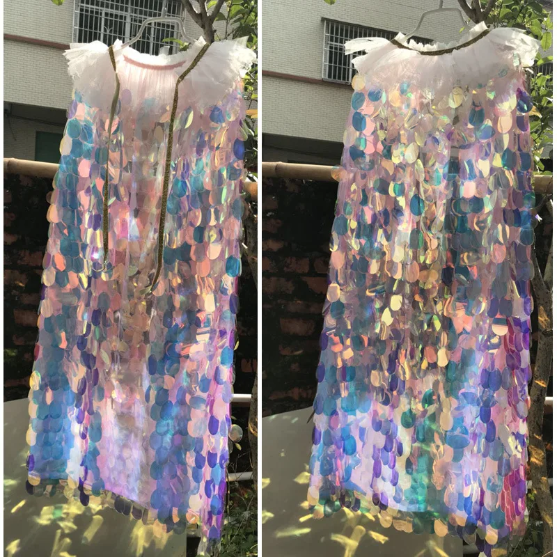 Женский плащ с блестками накидка русалки блестящими яркими бусинами милая