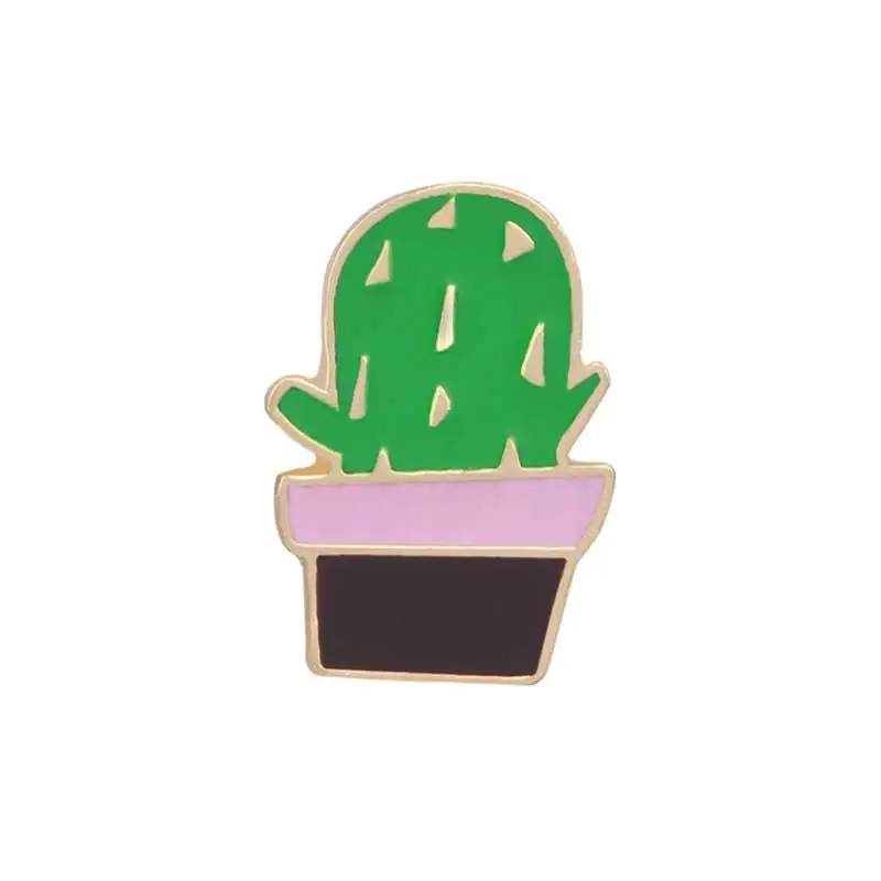 Cactus 4 Милый значок растения в горшках воротник обуви эмаль брошь кокосовое дерево кактус листья саплинг одежда мультфильм шпильки значок для женщин - Окраска металла: Cactus 4