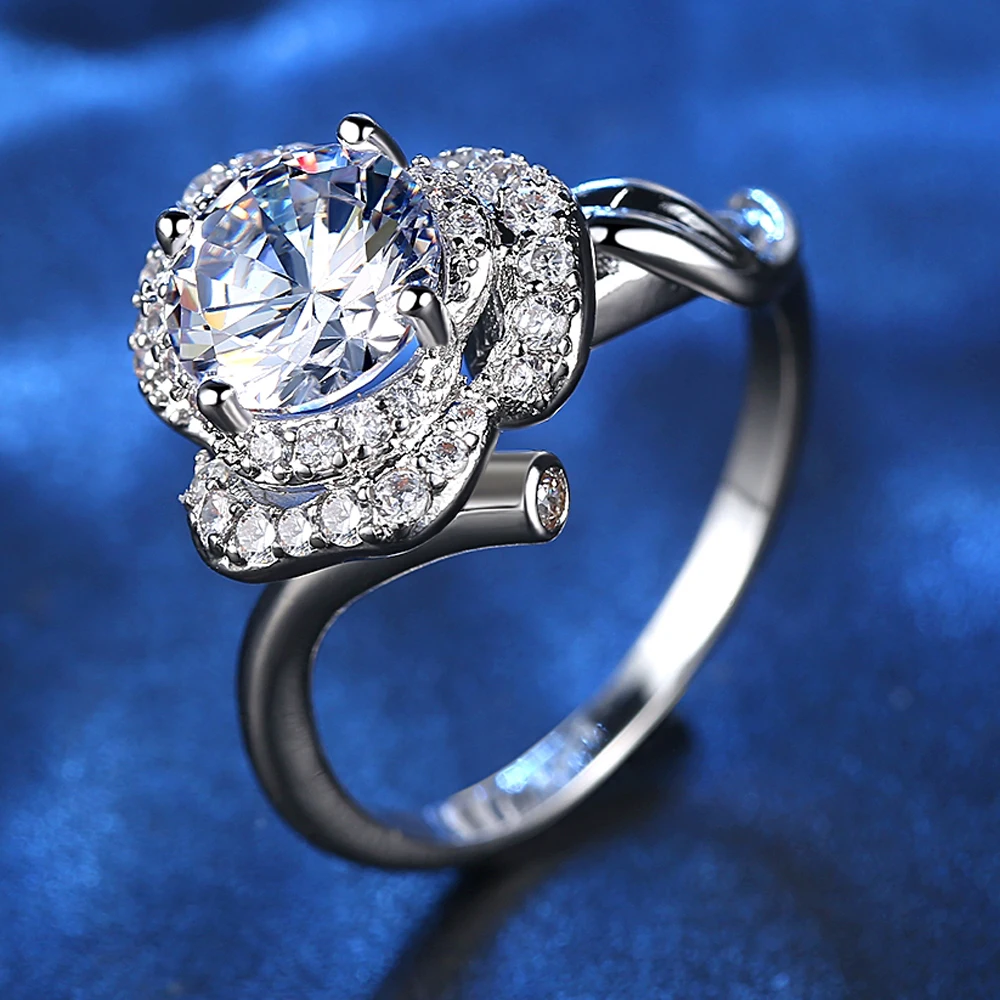 Серебряное кольцо модное ювелирное изделие серебряное для женщин белый циркон