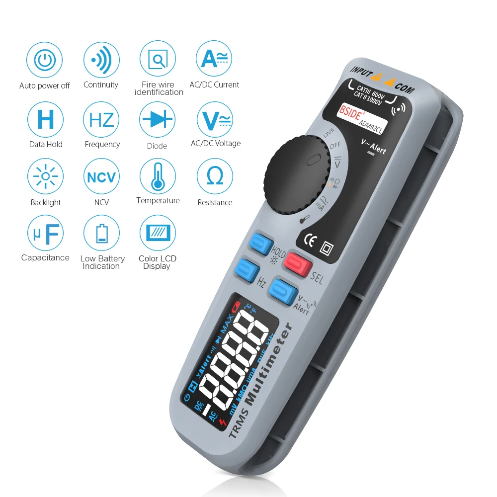 Цифровой мультиметр 6000 отсчетов мини мультитестер вольтметр Омметр измеритель