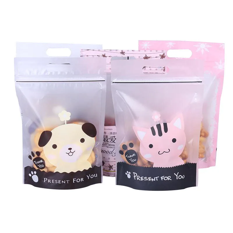 10pcs Cute Cartoon Gifts Bags  Self-adhesive Plastic Bags Christmas Cookie Packaging For Biscuits Candy Food Cake Package images - 6