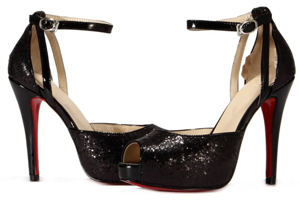 Ankle Straps Sequins Stiletto High Heel Pumps | Обувь