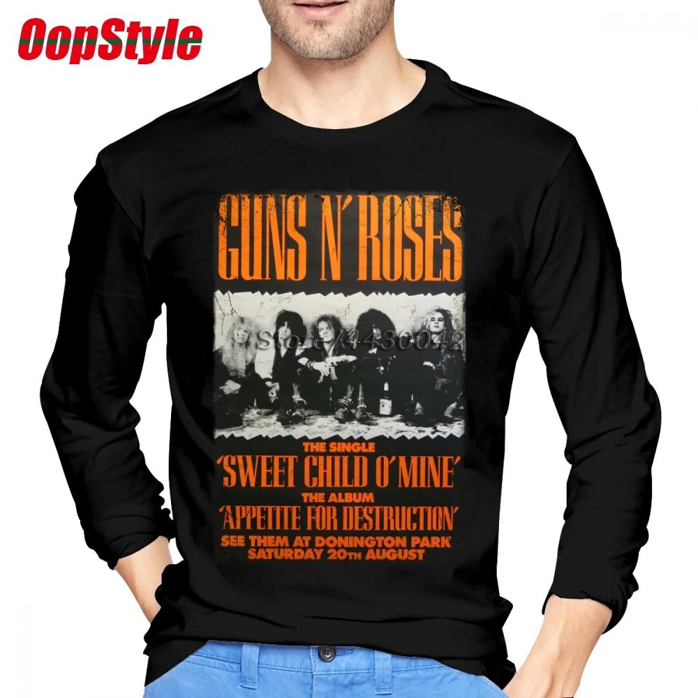 Винтажная Мужская хлопковая футболка с длинными рукавами Guns N Roses Прямая поставка