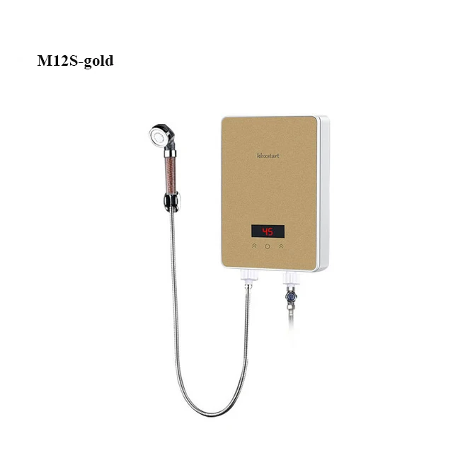 gold with shower Мгновенный водонагреватель, настенный, мгновенный, безрезервуарный, электрический, для туалета, для кухни, кран, водонагреватели, золотой нагреватель, 6000 Вт - Цвет: gold with shower