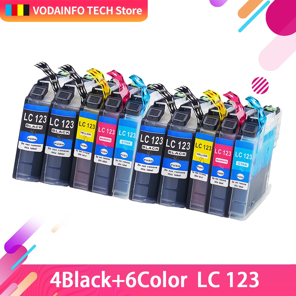 10x LC123 чернильный картридж для принтера Brother DCP J132W J152W J552DW MFC J650DW J752DW J4110DW J870DW