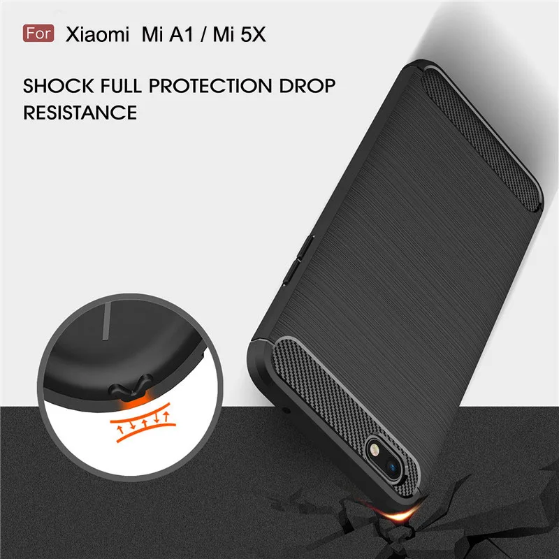 Whyes Soft TPU Cases For Xiaomi Mi A1 Case Mi5X Carbon Fiber ShockProof Silicone Cover MiA1 5X |