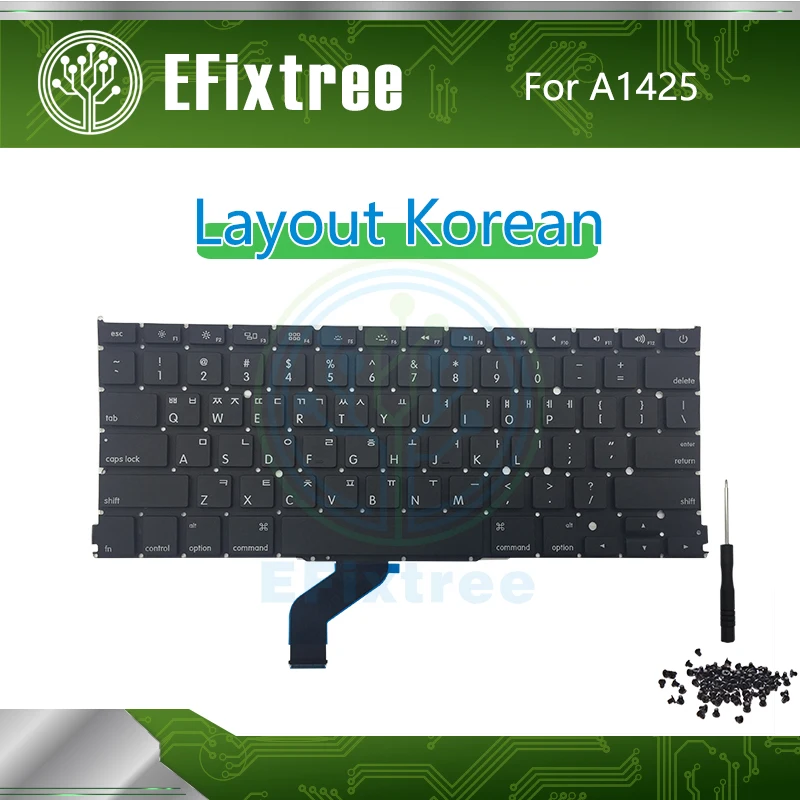 

New Korean Keyboard For Macbook Pro Retina 13" A1425 Layout Keyboard Backlight Screw EMC 2557 EMC 2672 Late 2012 Early 2013