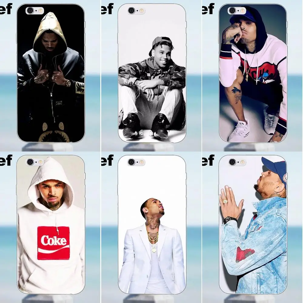 ТПУ мобильный телефон певица Криса коричневый Breezy Rnb для iPhone 4 4S 5 5S 5C SE 6 6S 7 8 Plus X Galaxy
