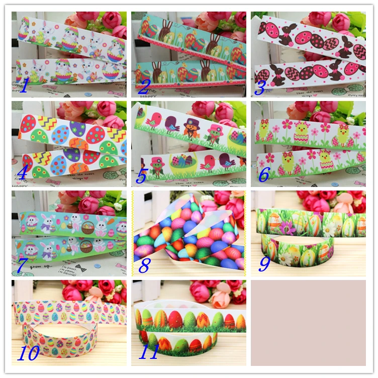 7/8 ''Бесплатная доставка Пасхальный кролик яйцо печатная корсажная лента