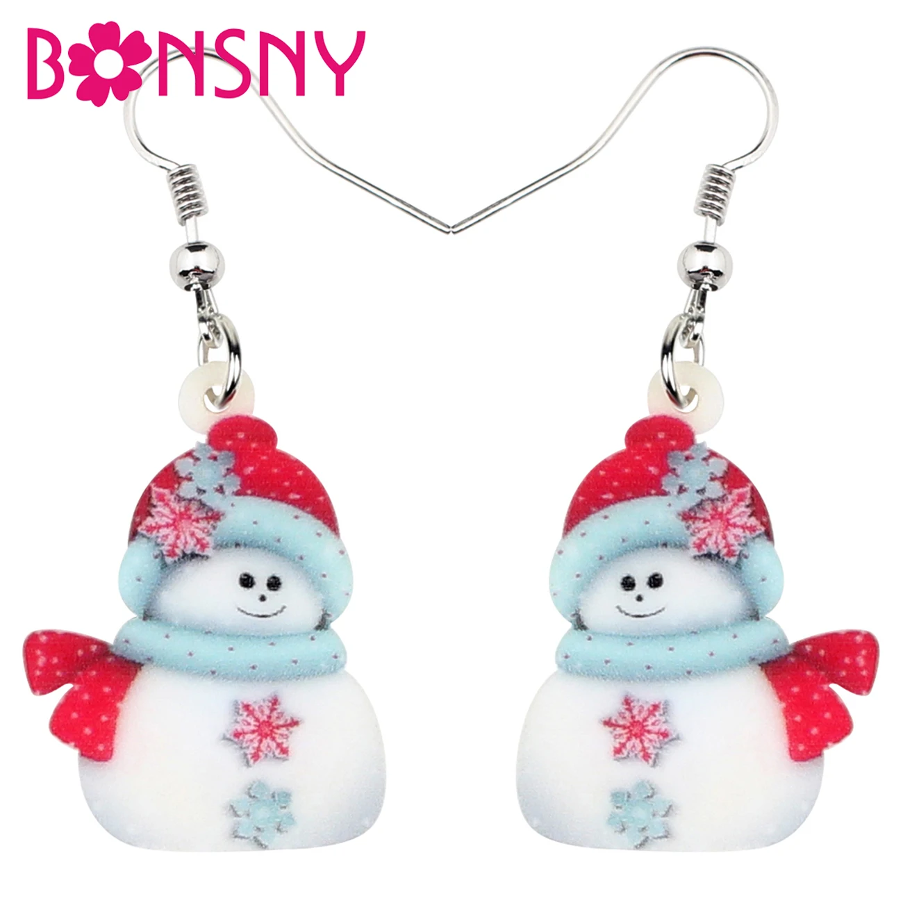 

Bonsny Acrylic Christmas Snowman Decoration Earrings Drop Dangle Ornaments Jewelry For Women Girls Gift Charms Statement Natal