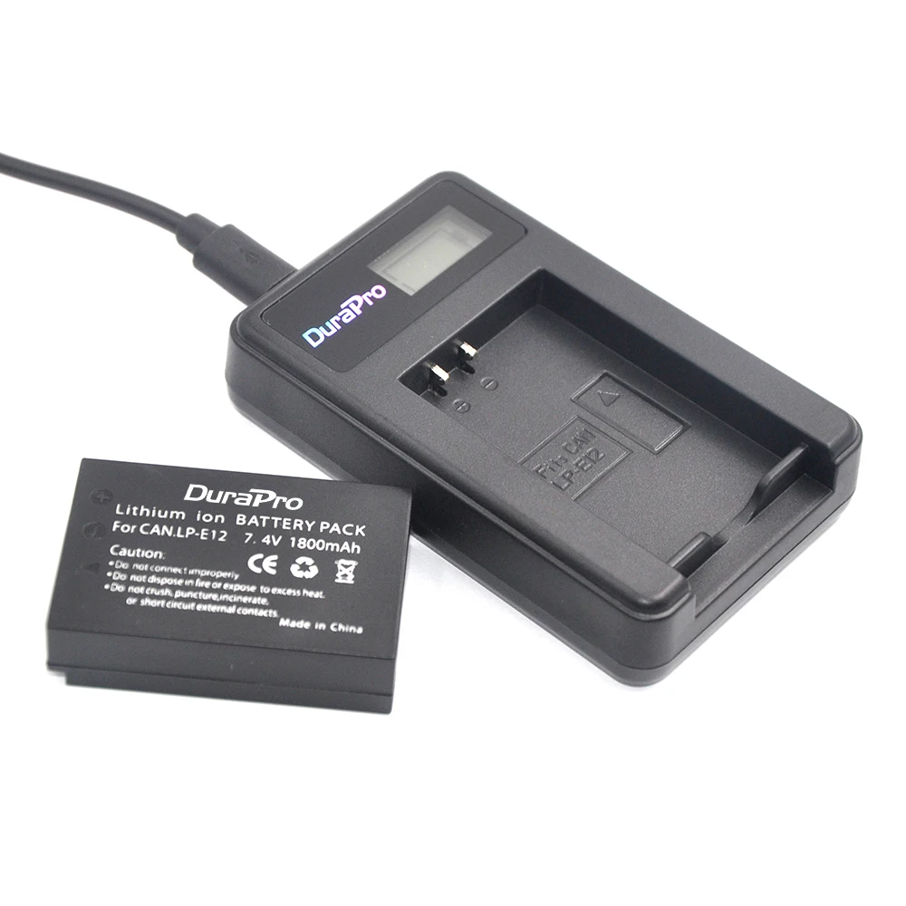 DuraPro 3 шт. 1800 мАч LP-E12 LP E12 LPE12 батарея + ЖК USB зарядное устройство для Canon EOS M M2 100D Rebel SL1