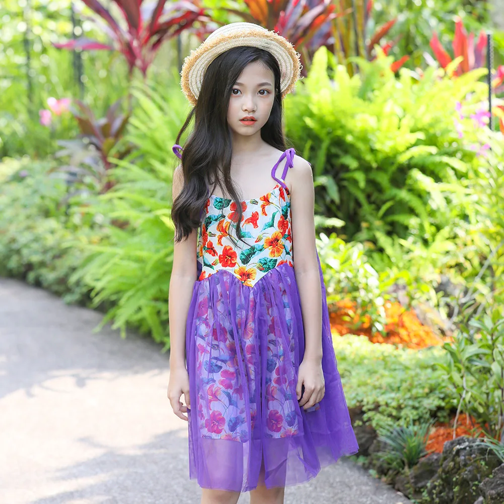 Cute Kids Tulle Tutu Floral Patchwork Sundress Holiday Summer Lovely Girls Ruffles Ins Hot Dresses | Детская одежда и обувь
