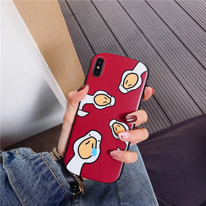 Милый мультяшный Гусь дугообразный чехол красный для Apple iphone 6 6s 7 8 Plus X XS XR MAX