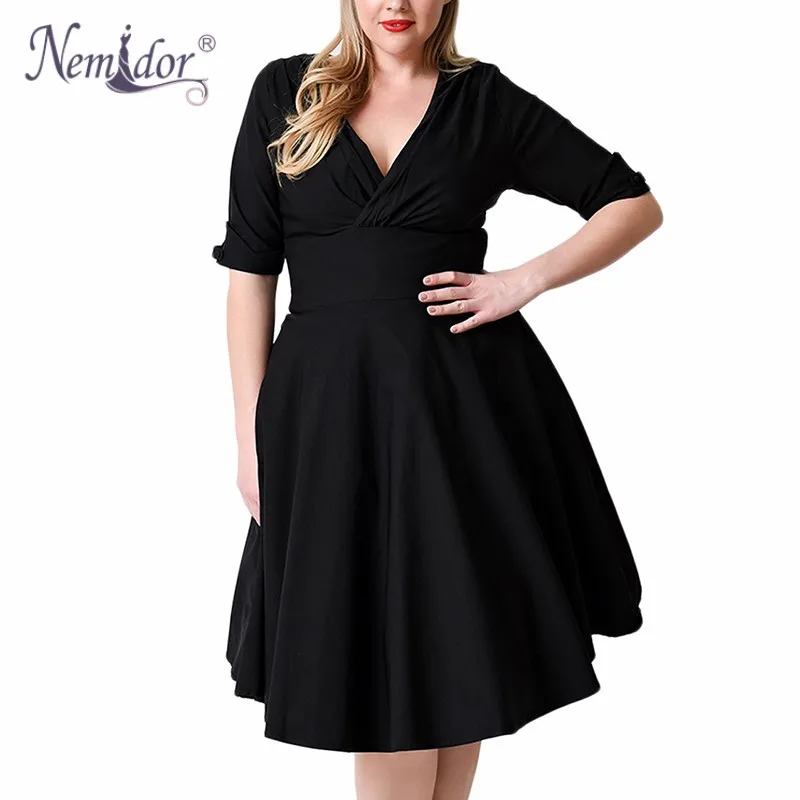Женское платье трапеция с рукавом до локтя V образным вырезом колена|swing dress|a-line