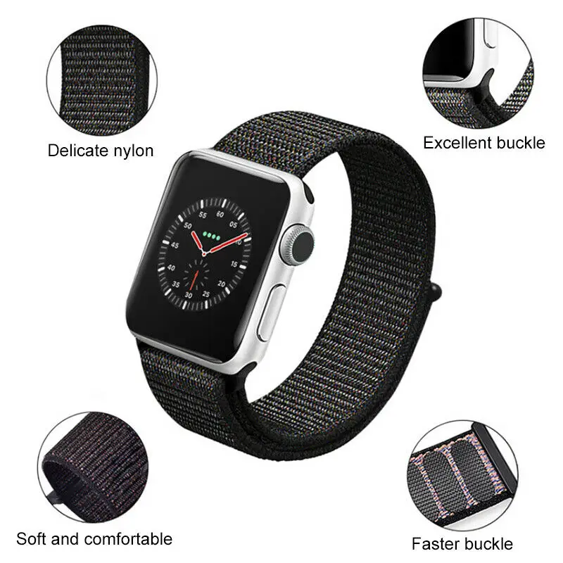 Спортивный ремешок из нейлона для Apple Watch 38 мм/42 мм сменный iWatch Smartwatch Correa Pulseira 4 3 2