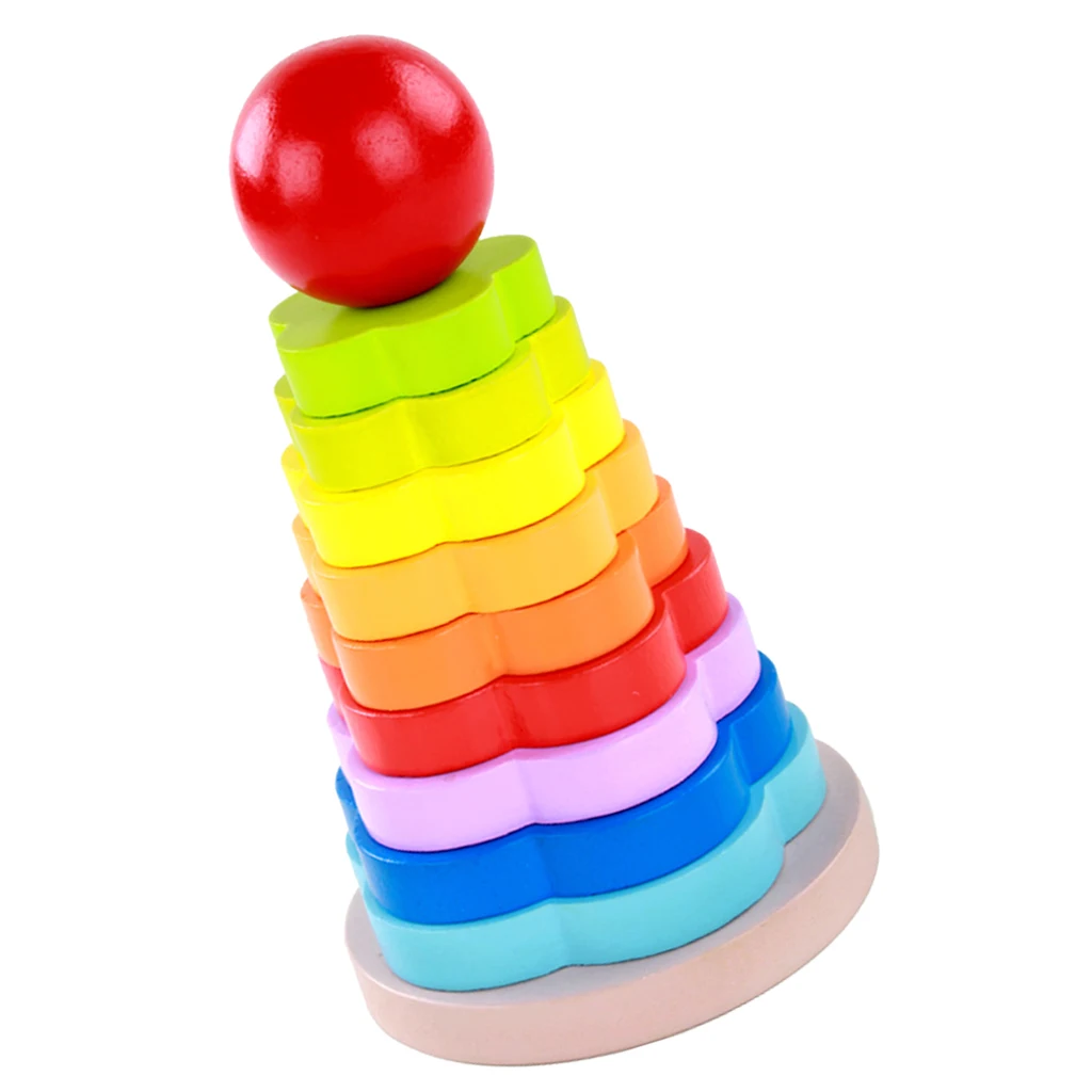 

Children Rainbow Tower Ring Game Educational Tumbler Stacked Toys For Kids
