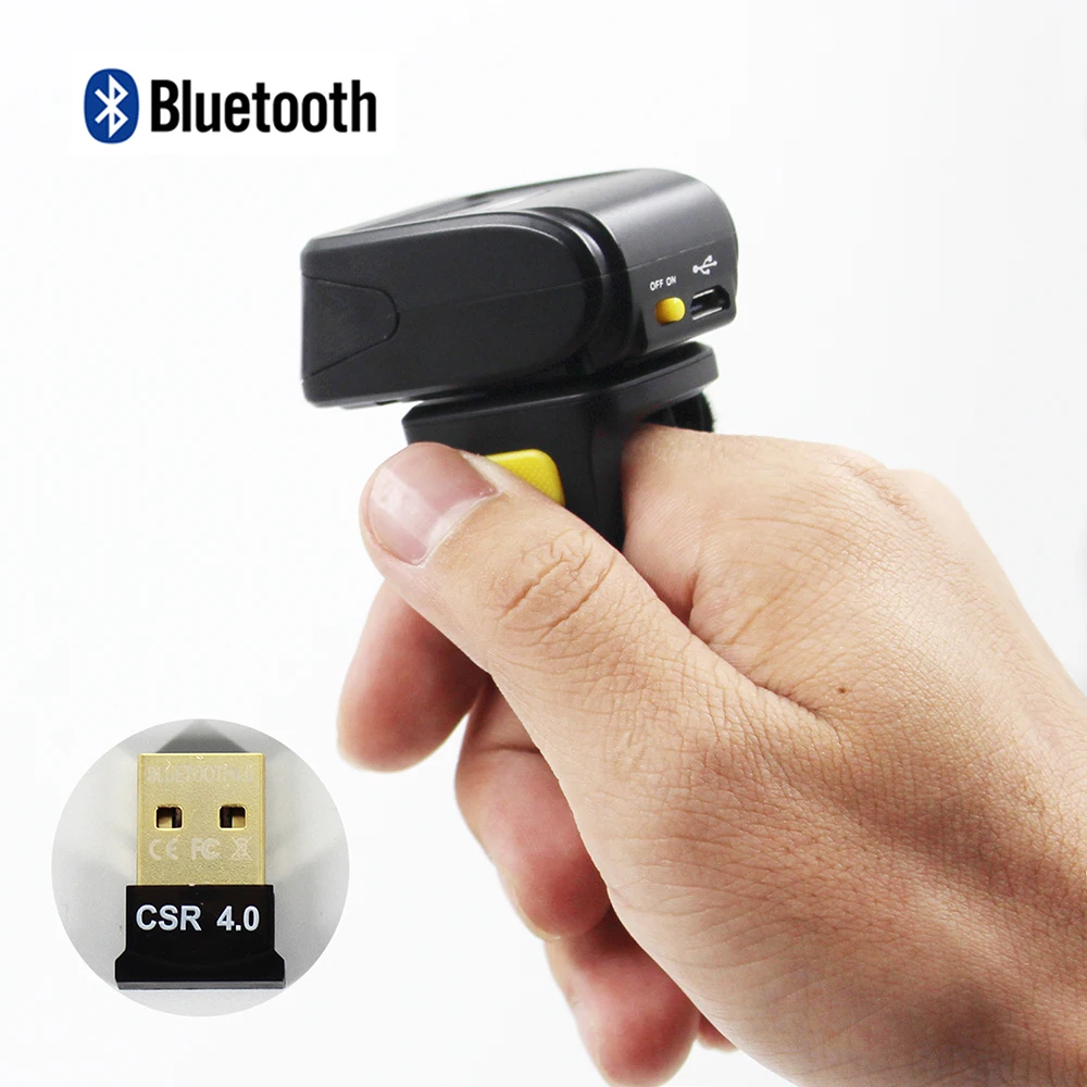 Symcode 1D лазерный мини Bleutooth кольцо сканер штрих-кода, беспроводной считыватель штрих-кода с 16 м места для хранения
