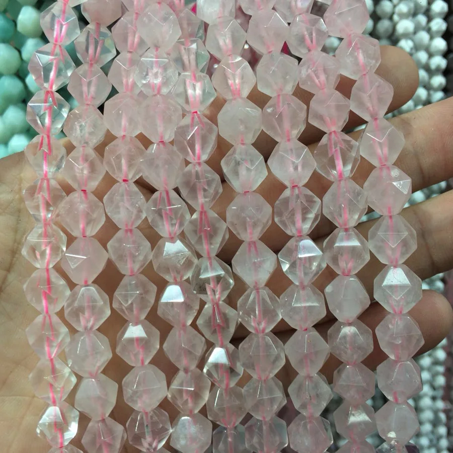 

faceted roses quartz stone beads natural stone beads DIY loose beads for jewelry making strand 15" wholesale !