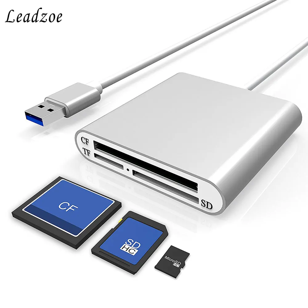 Leadzoe алюминиевый USB 3 0 портативный кард ридер с слотами для карт памяти CF/SD/TF Micro