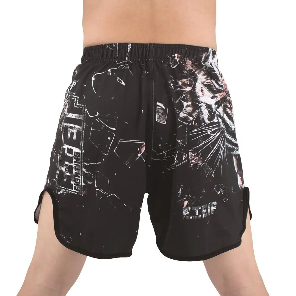 FTEIF Black Fighting Tiger Head MMA boxing shorts Stretch fabrics Shorts boxing clothing Tiger Muay Thai mma shorts fight shorts