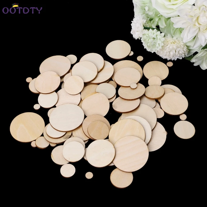 Scrapbooking Mini 100Pcs Circles Round Making Craft Decor Card 10-50mm Ring Wooden Mixed | Дом и сад