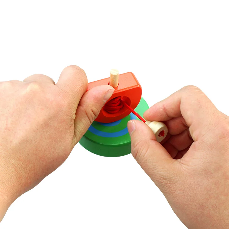 Деревянные ручки тянуть гироскоп классические традиционные детские деревянные