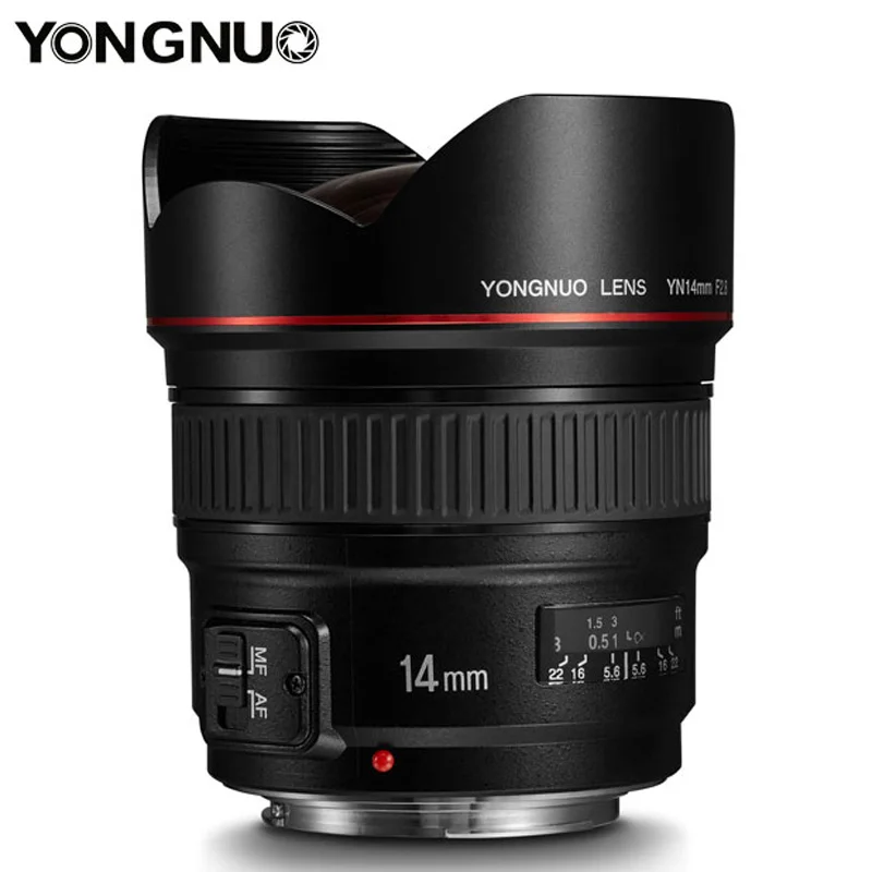 YONGNUO YN14mm F2.8 большая апертура AF/MF 114 Диагональ ультра-широкоугольный объектив с фиксированным фокусом для камеры Canon DSLR EOS