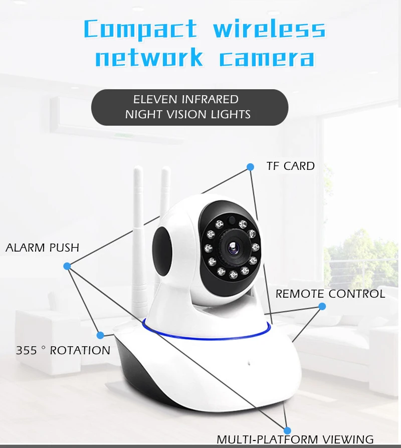 Двойной антенны Беспроводной CCTV дома Камера HD 720 P Wi-Fi IP Видеоняни и радионяни