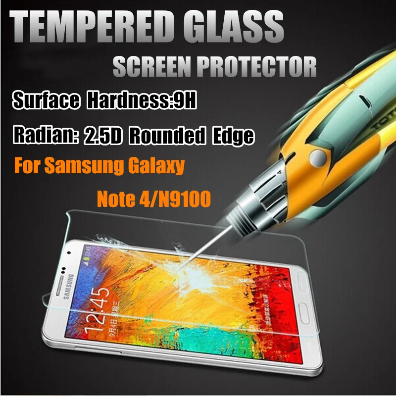 2.5d Закаленное стекло пленка для Samsung Galaxy Note 4 N9100 5 7 дюймов Анти взрыв настоящая