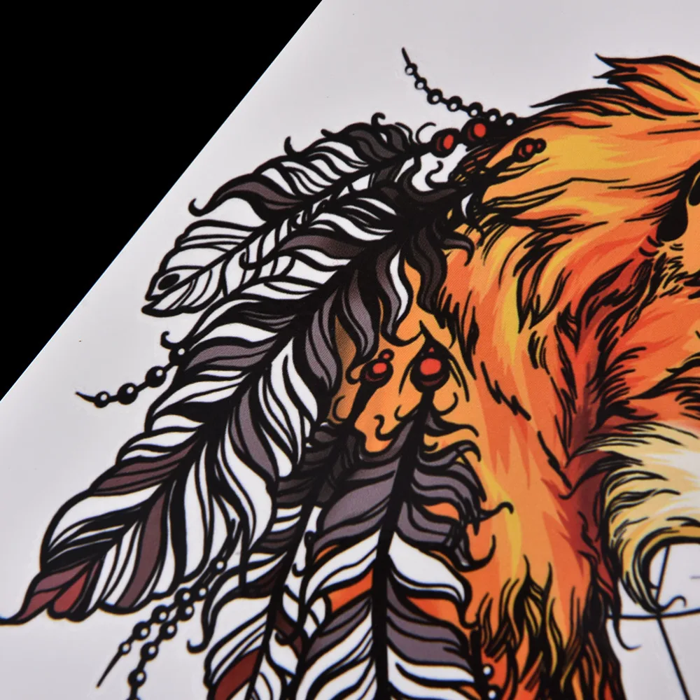 

Fox Dreamcatcher Tattoo Flash Water Transfer Tattoos Fake Tattoos For Women Men Waterproof Temporary Tattoos Stickers