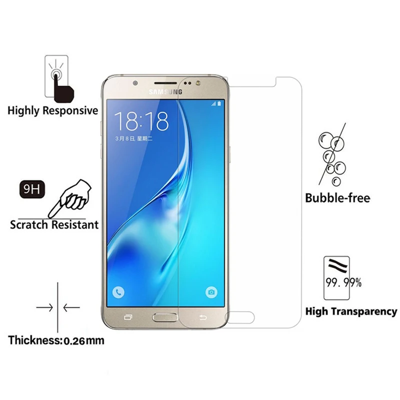 Закаленное стекло 2.5D для Samsung Galaxy J7 9H Взрывозащищенная защитная пленка экрана J700