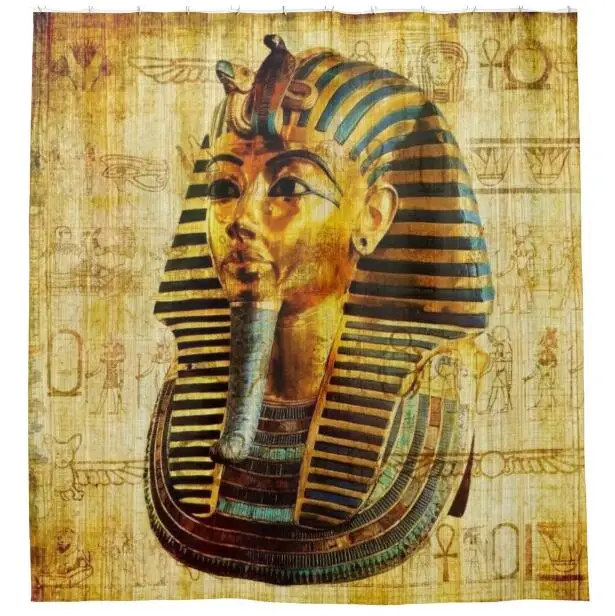 

Egyptian Theme Ancient Symbols Tutankhamun Mask Shower Curtain Bathroom Curtain Ethnic Papyrus Pharaoh Bath Bathroom Decor 180