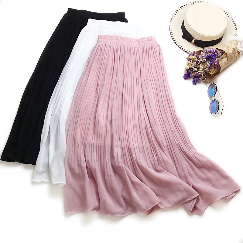 Bachash 2018 Spring Summer Vintage Skirts Womens Elastic High Waist Tulle Mesh Skirt Long Pleated Tutu Female Jupe Longue | Женская