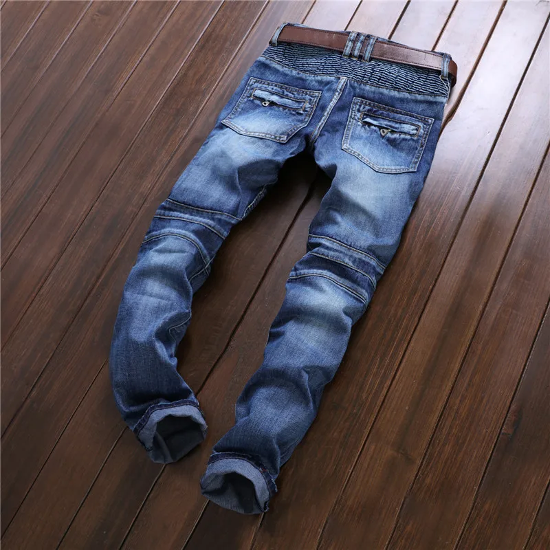 KALIPPE YACOCHY 2020 Men's Classic Jeans Knee Drape Panel Moto Biker Men Skinny Slim Male Hip Hop Denim Homme | Мужская одежда