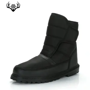 Мужские ботинки, черные зимние ботинки, теплая меховая стелька, Нескользящая Пряжка, размера плюс от 40 до 46, толстая подошва, нейлон, верхняя часть, бесплатная доставка