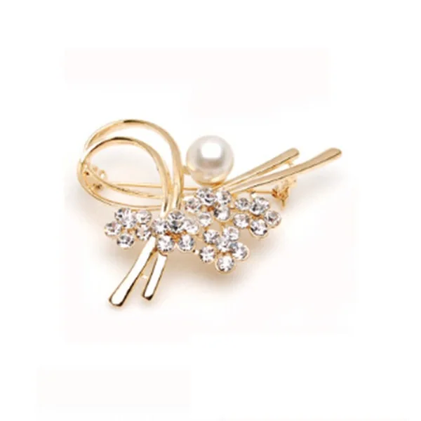 New 2014 Fashion Jewelry Pearl brooch pin silver crystal brooches for woman wedding Free Shipping | Украшения и аксессуары
