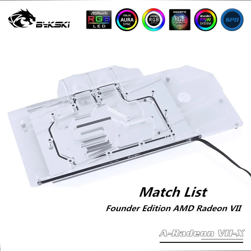 Видеокарта Bykski GPU Water Block для Founders Edition AMD RADEON VII полное покрытие медная RGB AURA sync A-Radeon